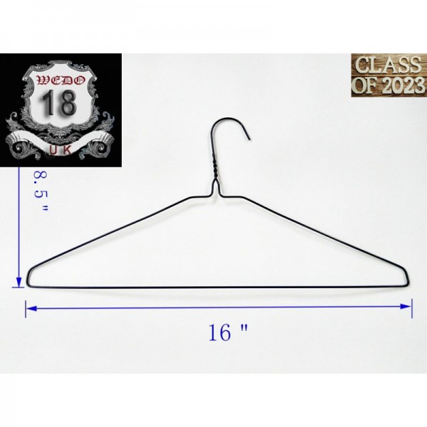 Black  Wire Coat Hangers (13G) 16"